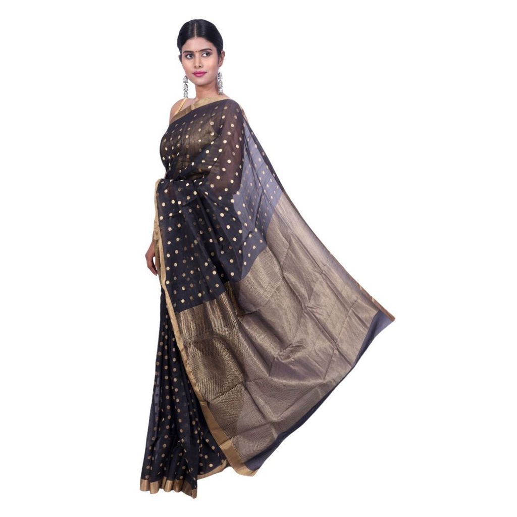 HANDLOOM CHANDERI SAREE- MERCERISED(COTTON+SILK MIX) WITH BLOUSE | SKU - 1SC105050620 SAREE- 75 view 2
