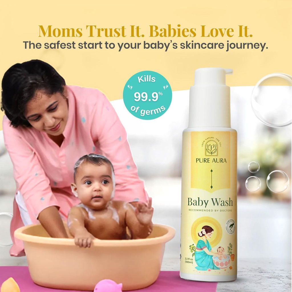 Pure Aura Winter Special Baby Care Kit | Moisturising Lotion + Baby Wash + Shampoo + Face Cream + Massage Oil | Ayurvedic | Chemical-Free | For Soft & Sensitive Skin | Safe for Newborns & Kids | Made in India view 2
