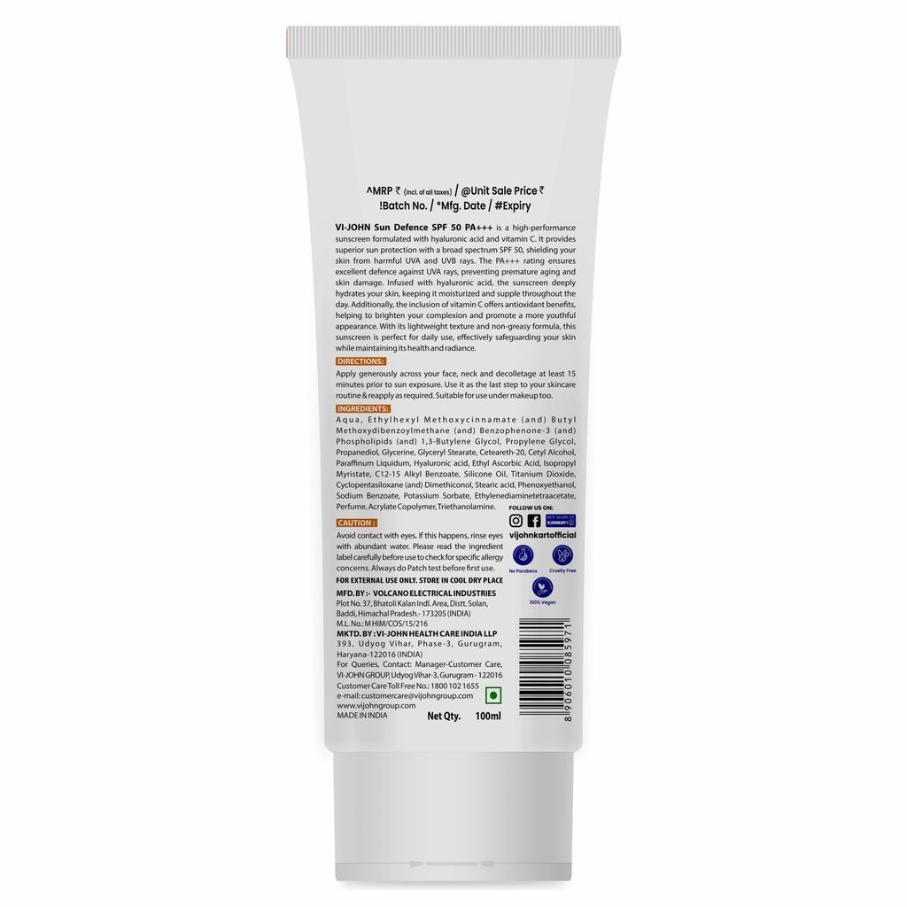 VI-JOHN Herbals Sun Defence Cream SPF50 PA+++ 100ML view 2
