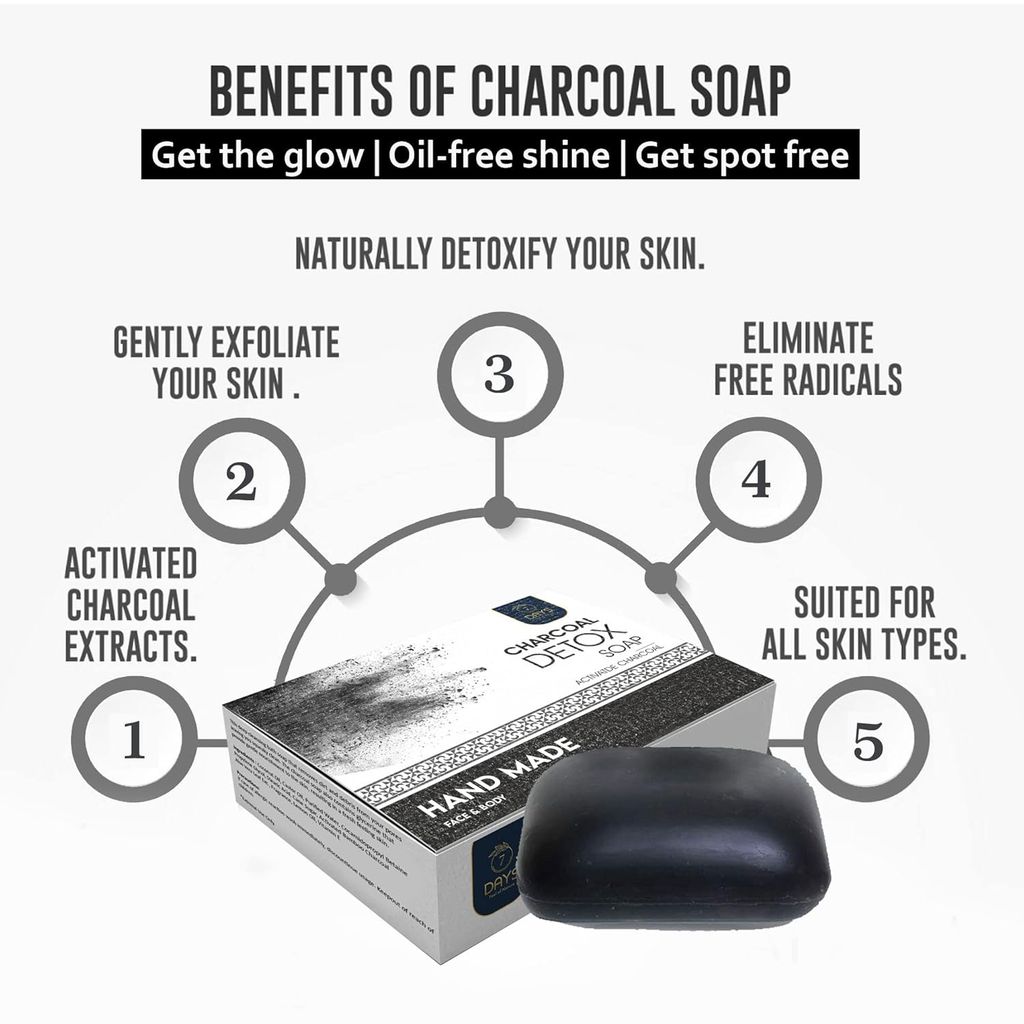 Elegantra Activated Charcoal Detox Bathing Bar – Deep Cleansing & Anti-Acne Soap (100gm each, Pack of 3) manages excess sebum and fights acne view 2