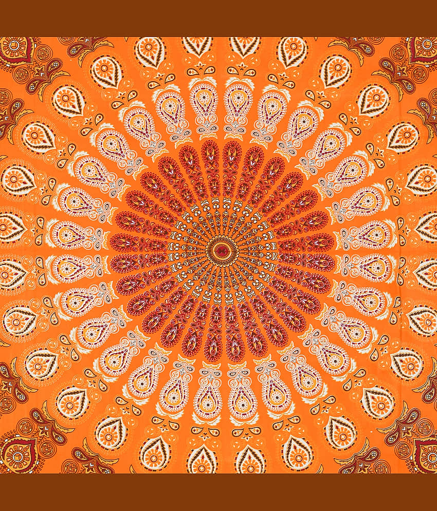 Cosito Cotton 1 Double Bedsheet with 2 Pillow Covers ( Orange ) view 2