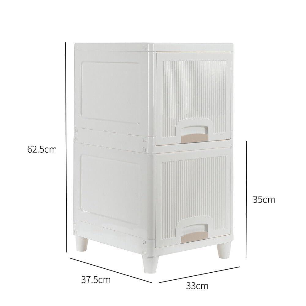 Panchhi Store Cupboard for Bedroom 2 Tier Plastic Wardrobe Cupboard for Storage Foldable Wardrobe for Clothes Modular Kitchen Cabinet Space Saving Collapsible Wardrobe for Room Office Kitchen Bathroom view 2