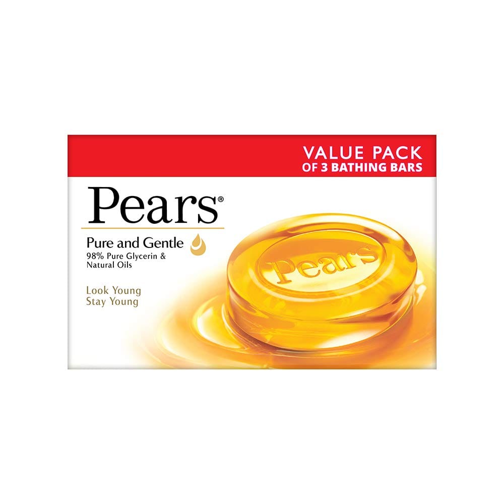 Pears Moisturising Bathing Bar Soap with Glycerine Pure & Gentle For Golden Glow 125g (Pack of 3) view 2