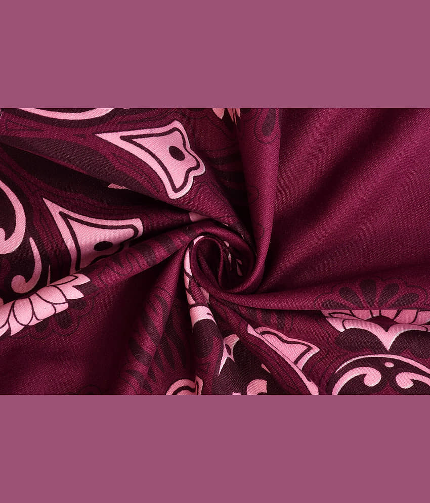 YKNIP Cotton Floral Fitted 1 Bedsheet with 2 Pillow Covers ( King Size ) - Maroon view 2