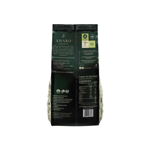 Kharo Organics Toor Dalarhar Dal 500 Gms Pack Of 4 view 2