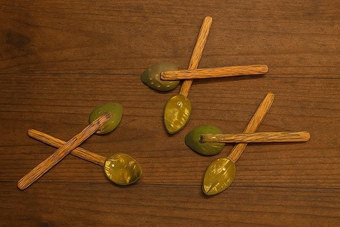 ECOCASK Coconut Shell Spice Spoons, Set of 6, Traditional Masala Spoons view 2