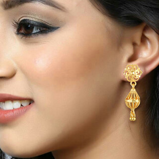Vivastri Top Trending Alloy Gold Plated Jhumki Earrings for Women & Girls [VIVA2566ERG] view 2