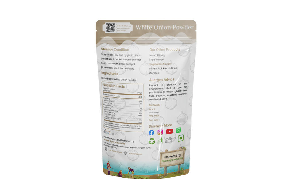 Malan Fresh & Healthy White Onion Powder, 100% Natural, No Additives view 2