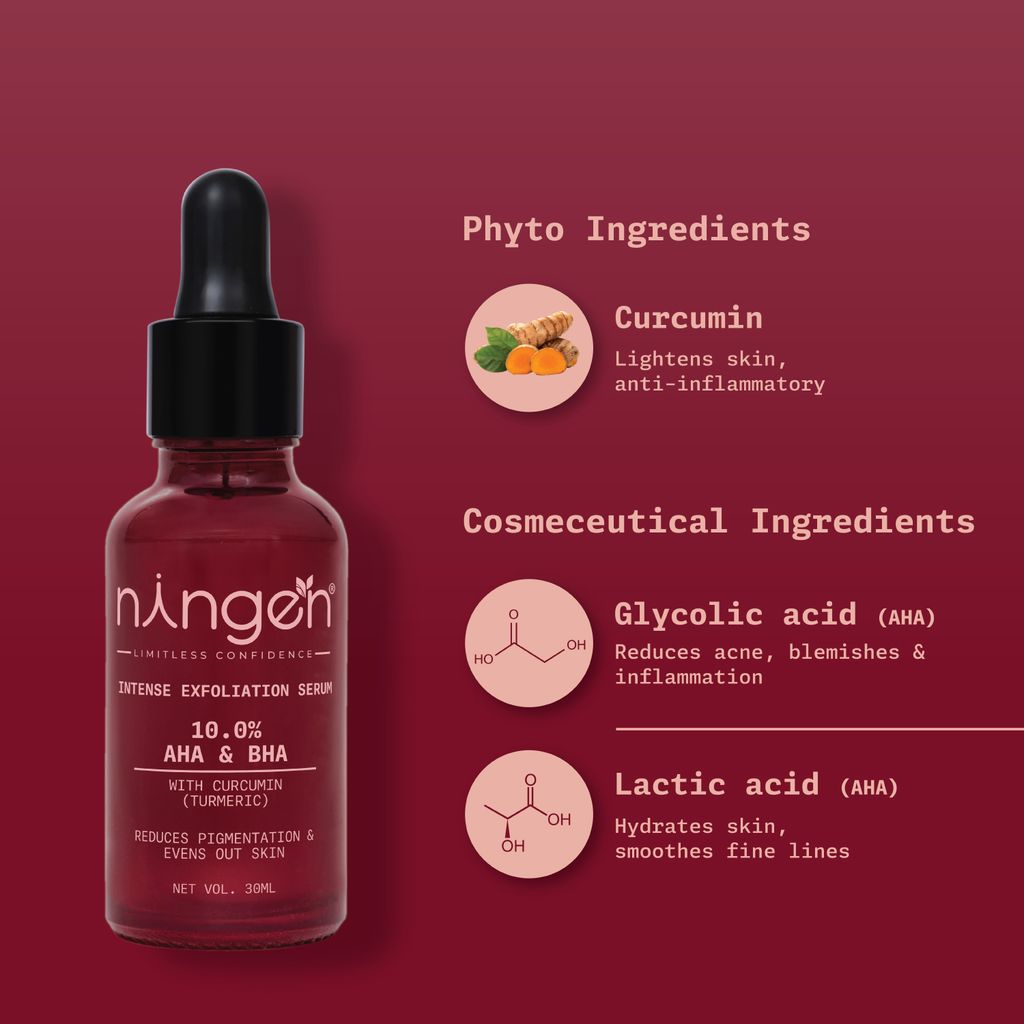 Ningen Intense Exfoliation Serum | Reduces Pigmentation & Discoloration | Contains AHA & BHA view 2