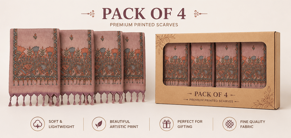 [Pack of 4] Hand-Painted Handloom Stole