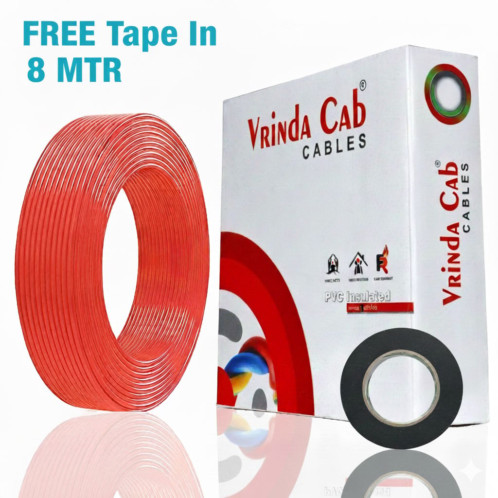 VRINDACab 1mm Red House Wire | 90 Meter | FR PVC Insulated CCA Copper Electrical Wire for Home, Office & Industrial Use | Flame Retardant | Durable & Long-Lasting view 2