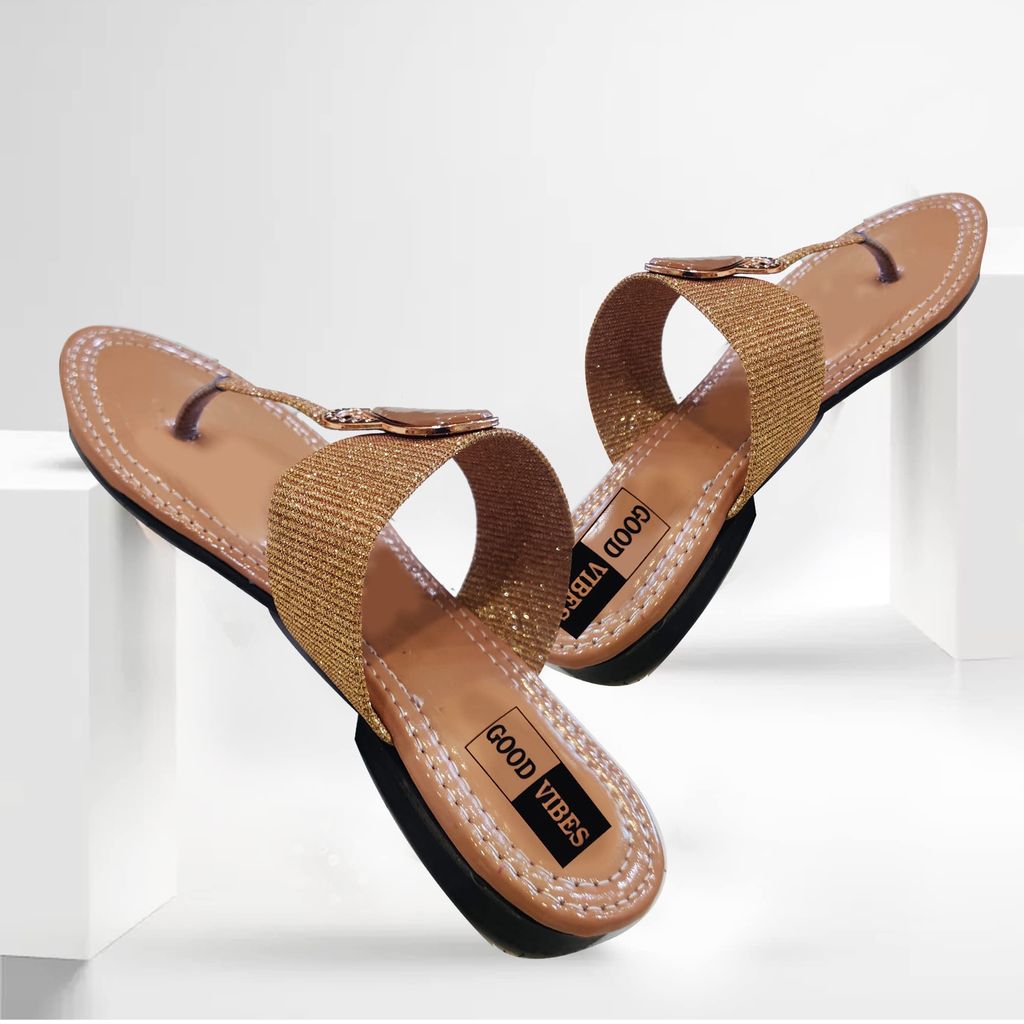 Peach Pink Metallic Comfortable and Stylish Flats Fashion Sandals Slip On | For Casual Wear, Party and Formal Wear Occasions | For Women & Girls (numeric_7) view 2