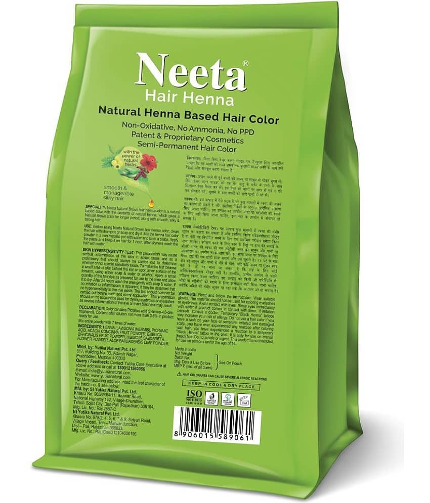 Neeta Hair Henna Powder Hair Color with 5 Herbs Natural Brown 125gm Pack of 4, Ammonia Free Hair Colour for Women & Men view 2