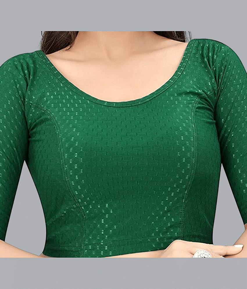 Bulbul Green Readymade without Pad Lycra Women's Blouse ( Pack of 1 ) view 2