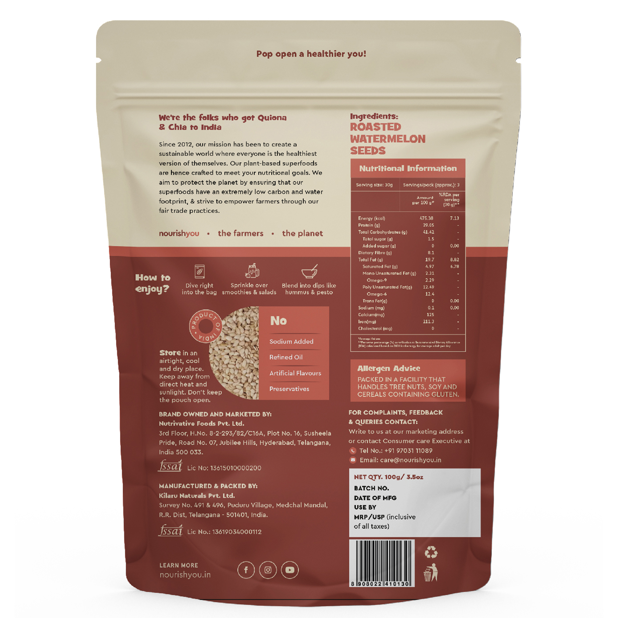 nourish you Organic Roasted Watermelon Seeds view 2