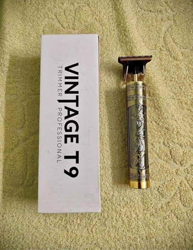 Vintage T9 Professional Hair Trimmer, Gold, Waterproof, Rechargeable, with Accessories view 2