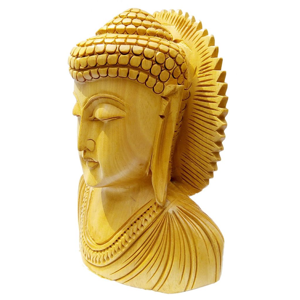 Wooden Buddha Head 10 cm For Home Decor, Showpiece And Gifting view 2