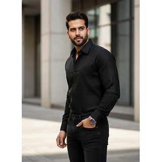 Casualbud Black Men's Cotton Formal Shirt view 2