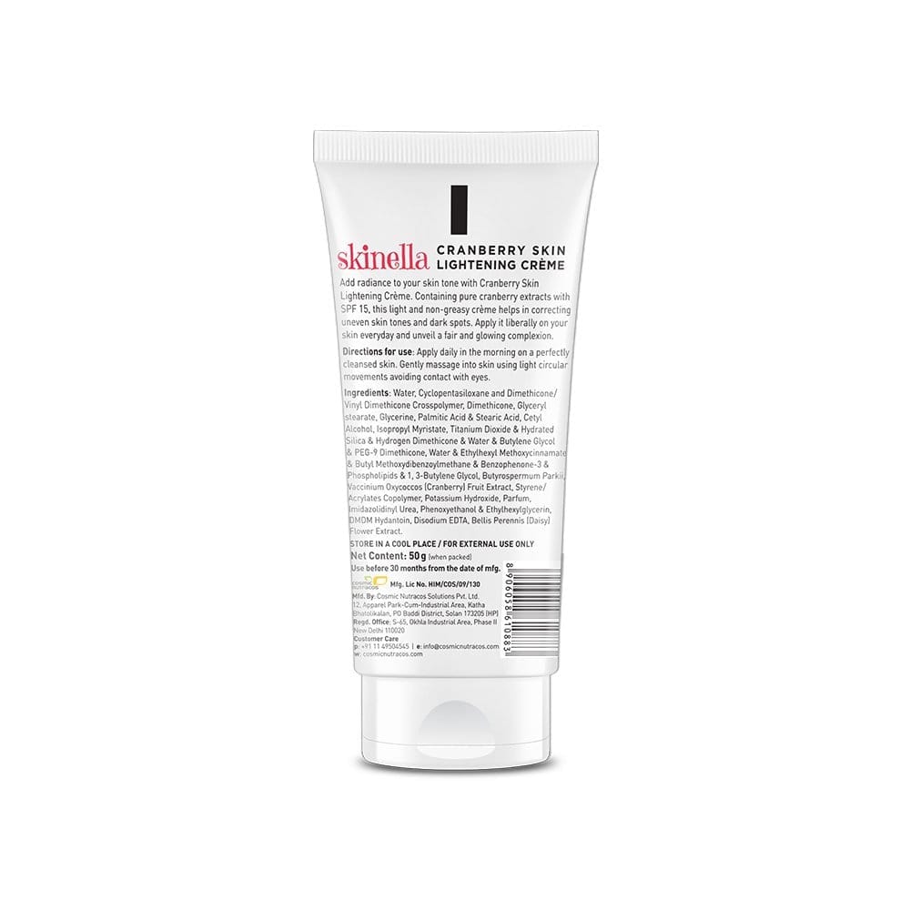 Skinella Skin Lightening Cream, Cranberry | non-greasy crme | With SPF 15 | sun protection and helps in reducing dark spots | all skin types 50 Gram view 2