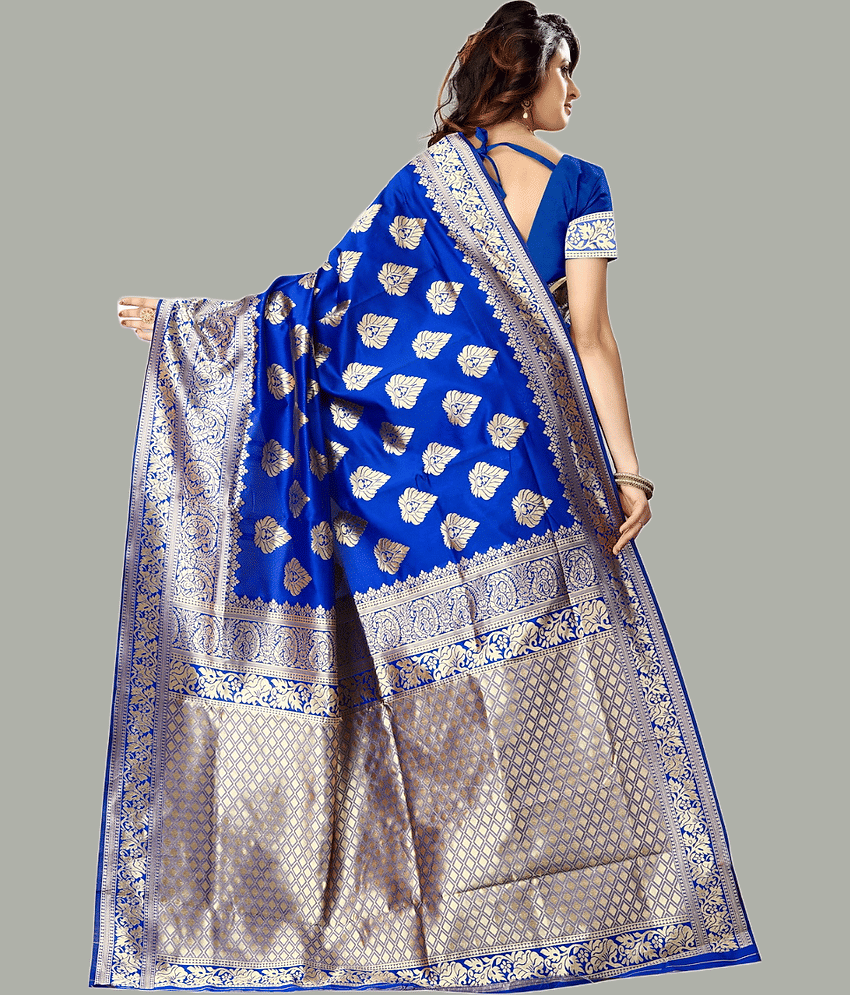 GARIYA Banarasi Silk Embellished Saree With Unstitched Blouse Piece ( Black ) view 2