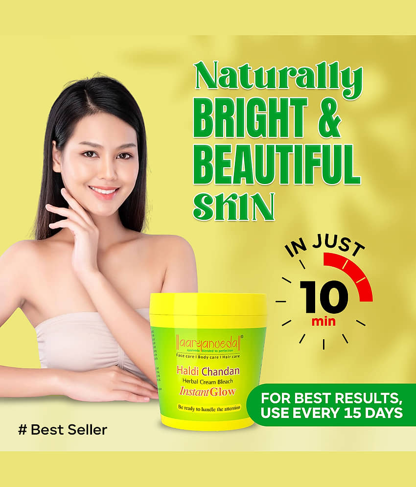 Aaryanveda Instant Haldi Chandan Bleach Cream 3 Times Use Facial Kit For All Skin Type Haldi Chandan 250 ( Pack of 1 ) view 2