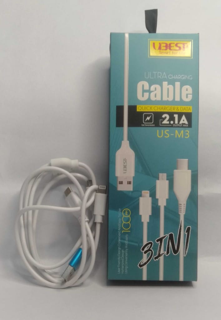 UBEST US-M3 2.1A 3 IN 1 ULTRA CHARGING CABLE view 2