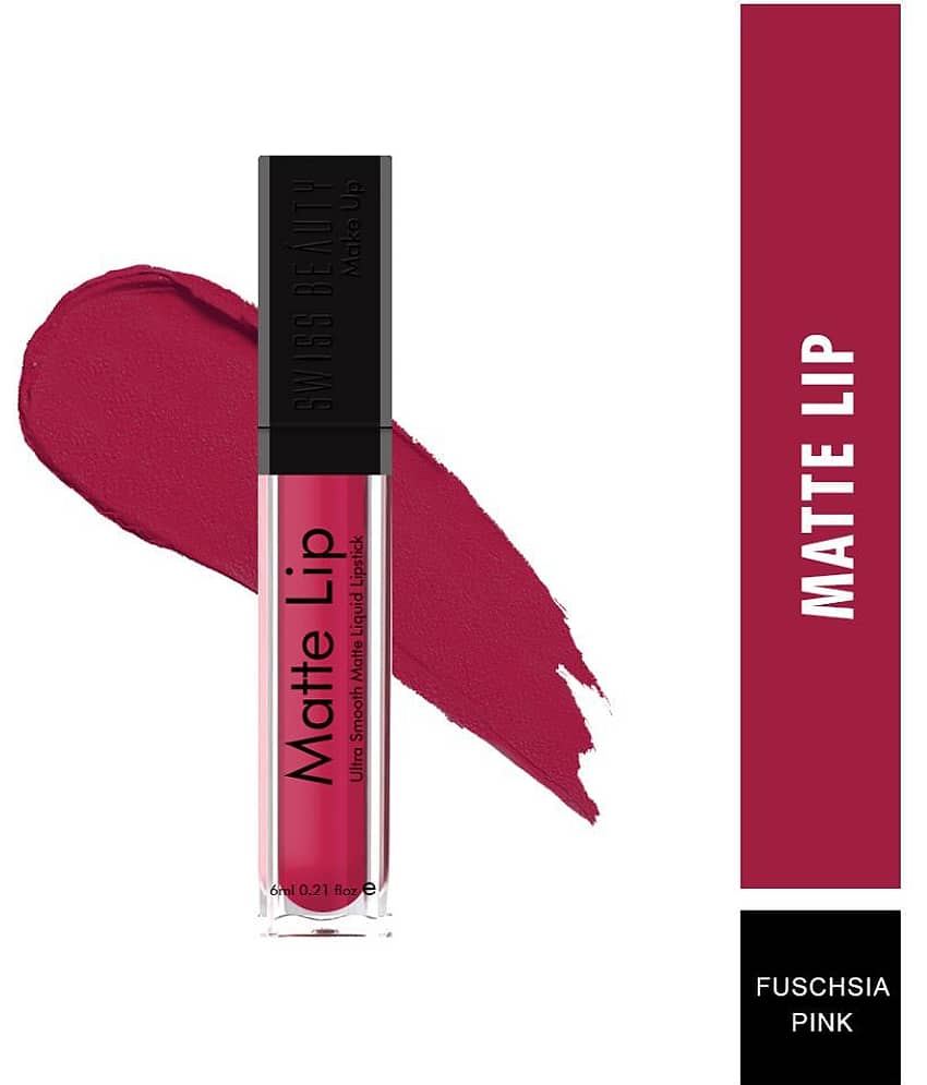 Swiss Beauty Matte Liquid Lipstick (Fuchsia Pink), 6ml view 2
