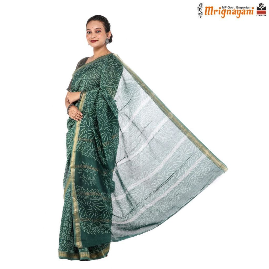 HANDLOOM MAHESHWARI SILK SAREE WITH BLOUSE (SKU - 3I0102170522, SAREE-1051) view 2