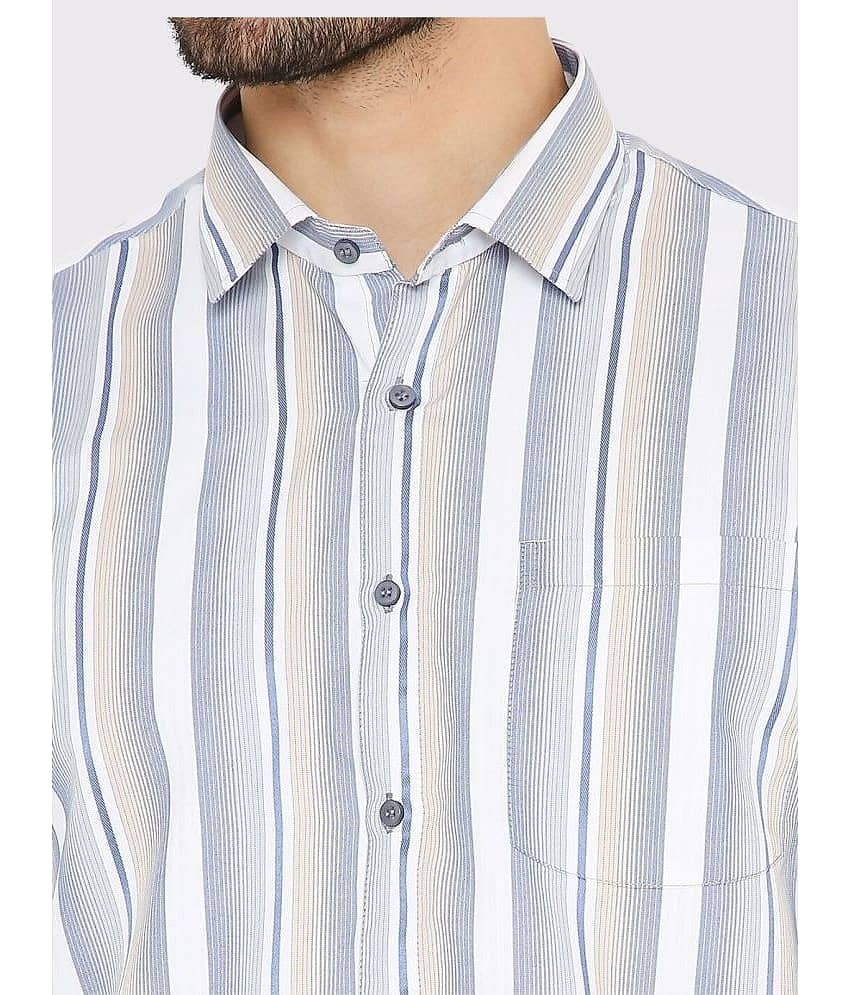 Maharaja Cotton Blend Slim Fit Striped Full Sleeves Men's Casual Shirt - Blue ( Pack of 1 ) view 2