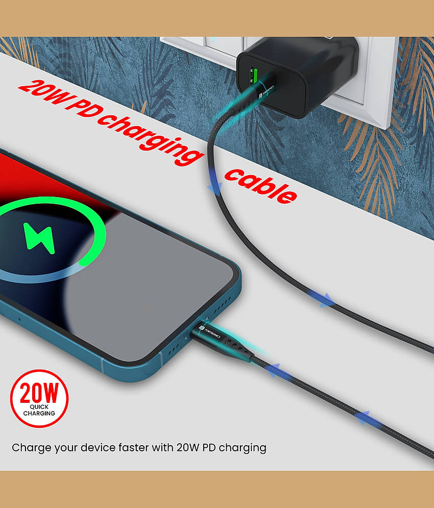 Portronics - Black 3A Type C Cable 1 Meter view 2