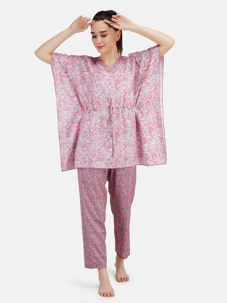 KOI SLEEPWEAR Women's Printed Rayon Chinese Collor Top & Pyjama Night Suit Lounge Wear view 2