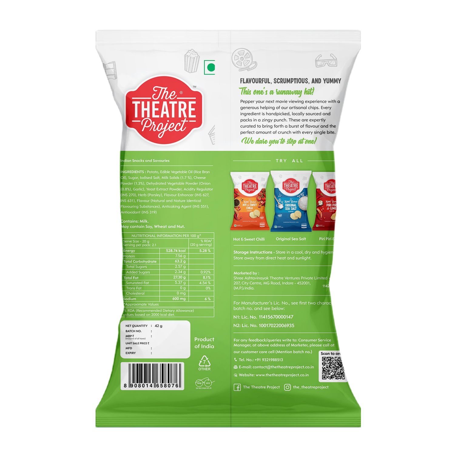 TTP Kettle Cooked Chips - Sour Cream & Onion - 42 gms - Pack of 6 view 2