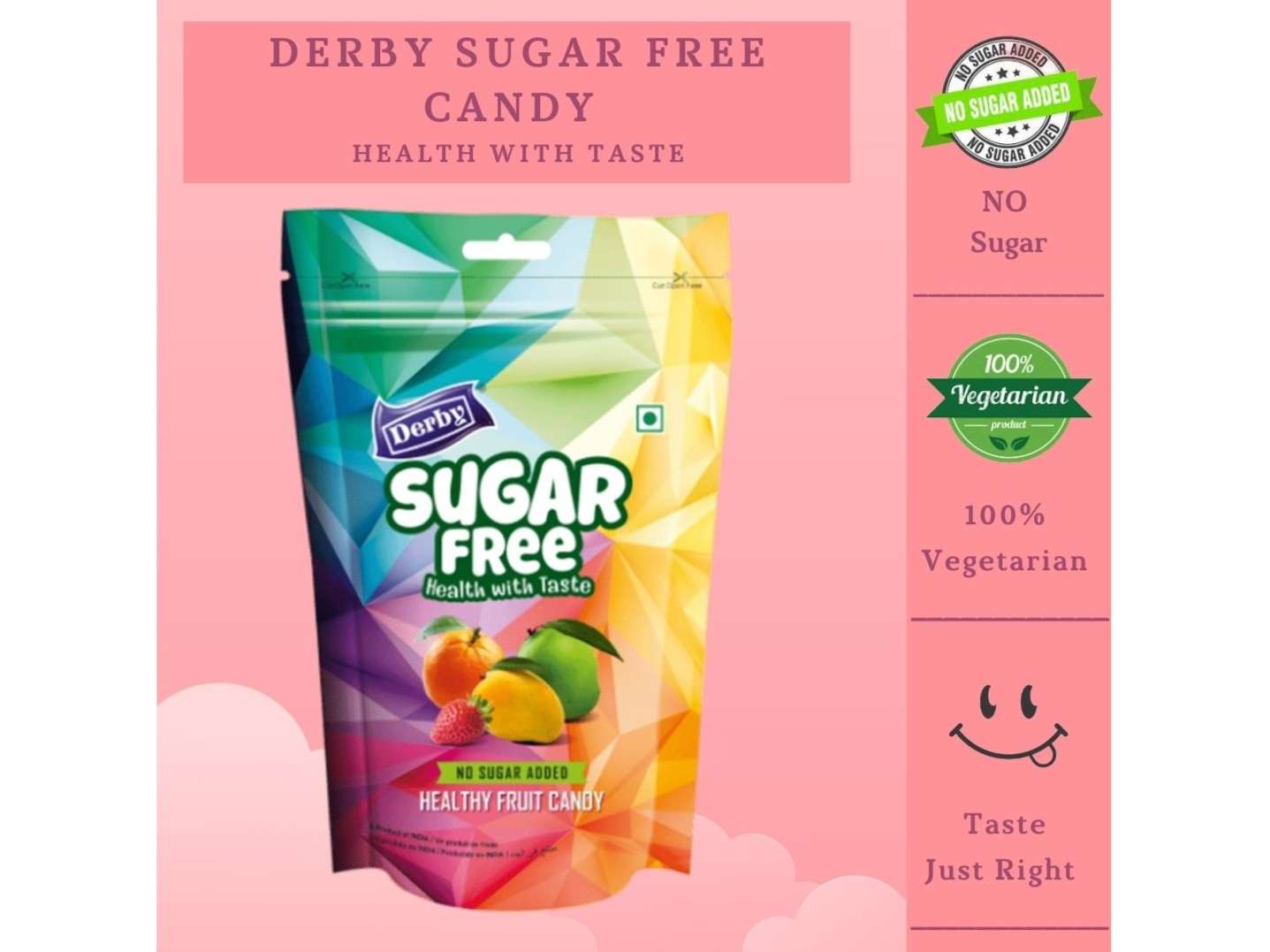 Derby Sugar Free Candy Standy Pouch, Pack Of 1 - 80g, No sugar Candy, Super for Diabetic Patients view 2
