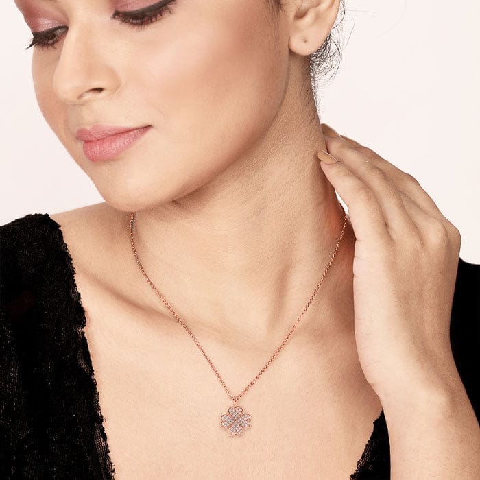 Rose Gold Shamrock Leaf Pendant with Chain view 2