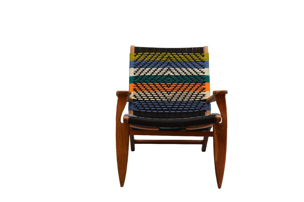 Orchid Homez Hand Woven Lounge Chair with Armrest Solid Wood Outdoor Chair with Stool (Natural, Pre-Assembled) view 2