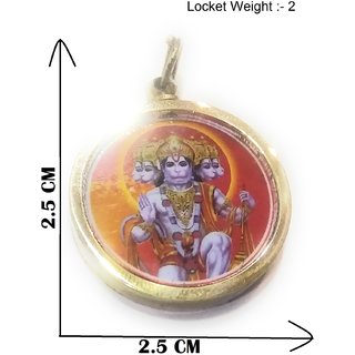 Ashtadhatu Panchmukhi Hanuman Yantra Locket In Gold Plated For Protect You From Enemies And MakeYour Nights Fear Free view 2