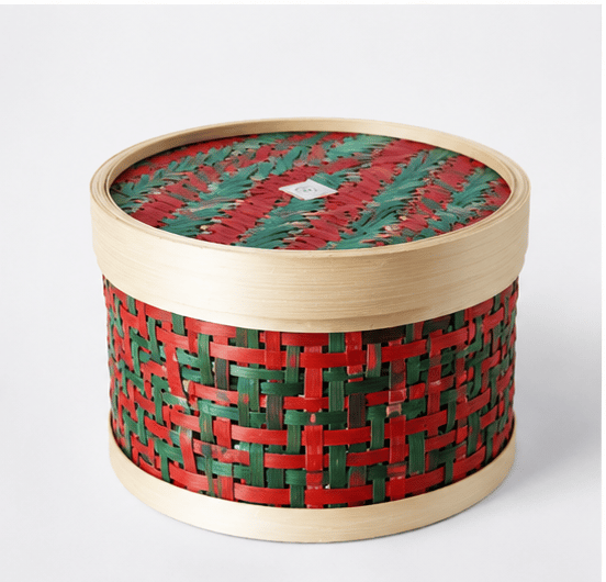 Handmade Bamboo Storage Basket with Lid view 2