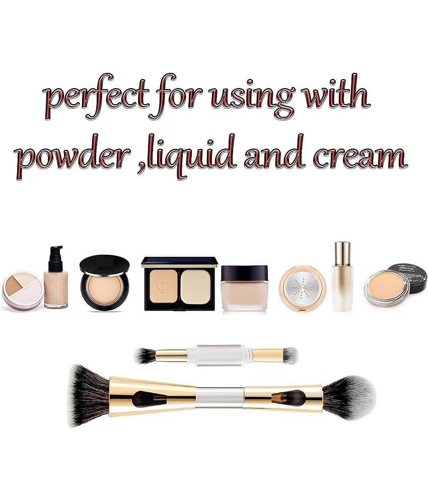 4in1 Travel Foundation Brush Blush Blending With Pizza & Square Puff,Pack of 4 view 2