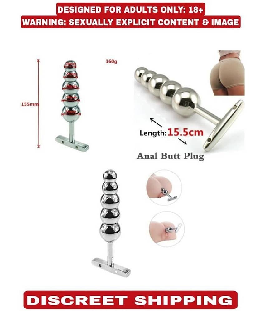 T-Handle Tower Stainless Steel 5 Anal Beads Butt Plug Sex Toy For Men Women view 2