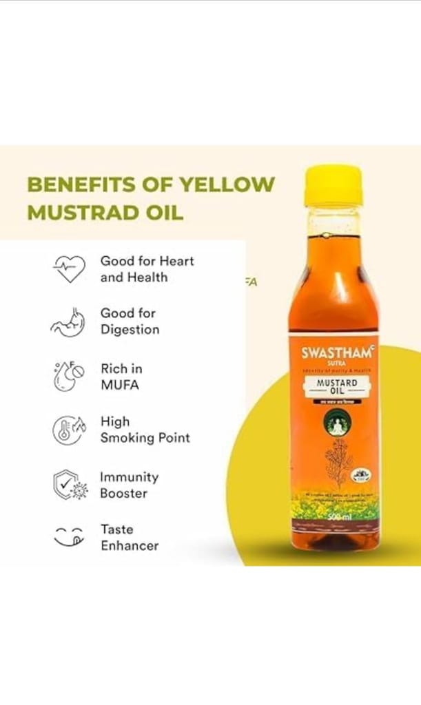 Swastham sutra 100% Pure Cold Pressed Yellow Mustard Oil | Sarso ka Tel Organic (500 ML) view 2