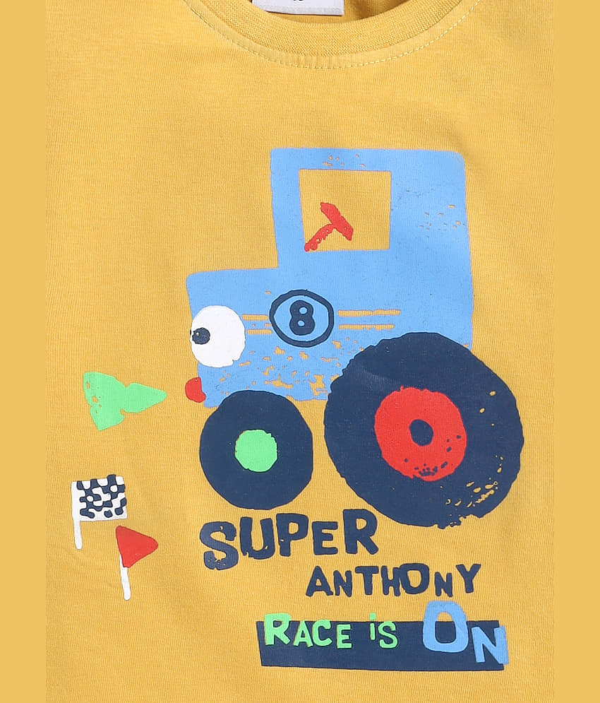 Mars Infiniti Pack of 1 Boys Cotton Blend T-Shirt & Trackpants Set ( Mustard ) view 2