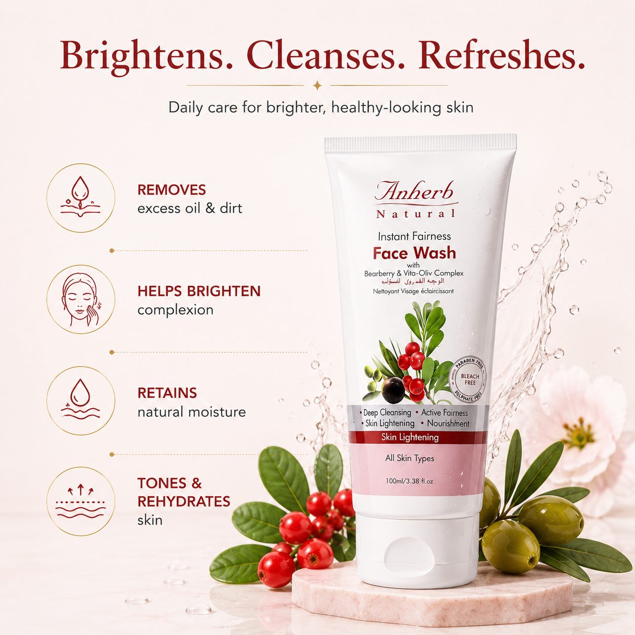 Anherb Natural Face Wash - Instant Fairness - 100ml view 2