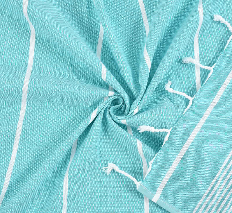 Furnofy Cotton 250 GSM Fouta Bath Towel Blue (Pack Of 1) view 2