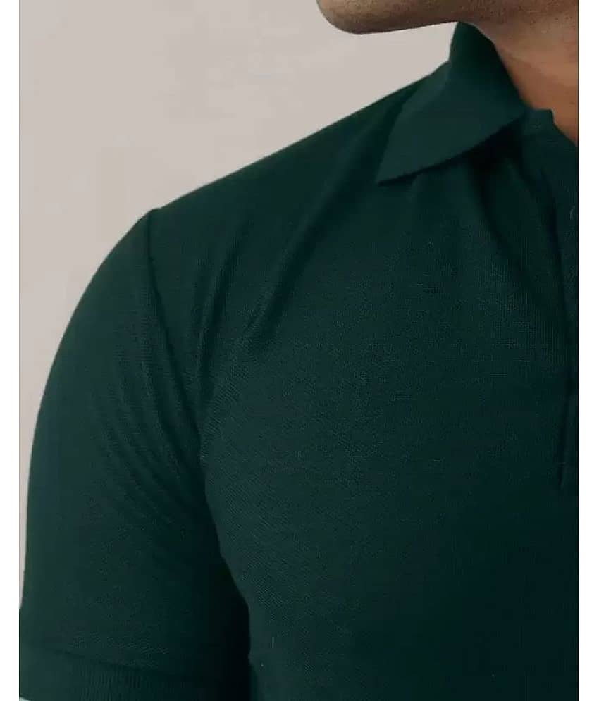 SKYRISE Pack of 1 Cotton Blend Slim Fit Solid Half Sleeves Men's Polo T Shirt ( Dark Green ) view 2