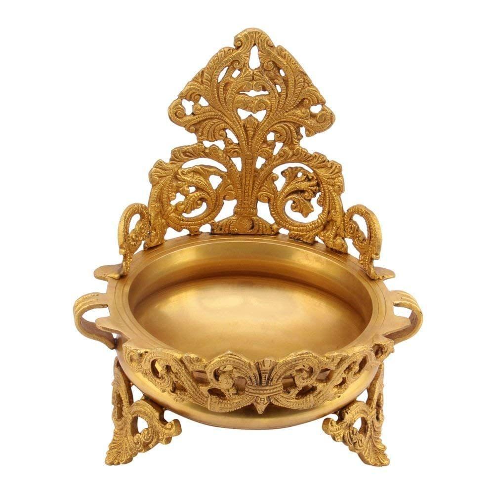 ARTVARKO Ethnic Brass Urli Traditional Bowl Decorative Showpiece (LxBxH 9x8x11 Inches) view 2