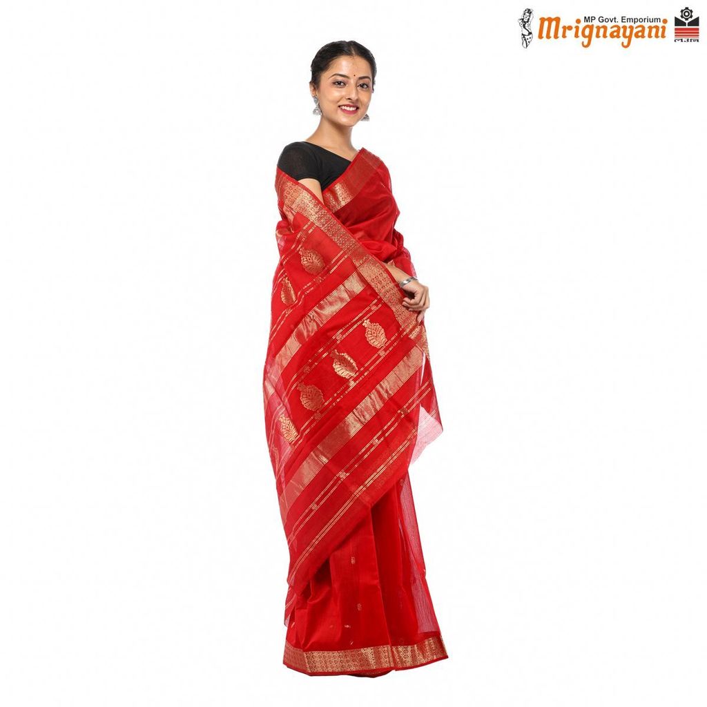 HANDLOOM MAHESHWARI SILK SAREE WITH BLOUSE (SKU - 3S0104230422, SAREE-1255) view 2
