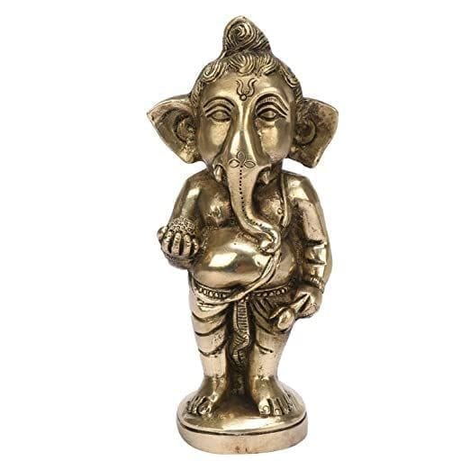 ARTVARKO Brass Standing Bal Ganesha Bhagwan for Home Entrance Decor Ganpati Wedding Gift Idol Success Statue Office Mandir Decoration Pital Metal Diwali Pooja 7 Inch view 2