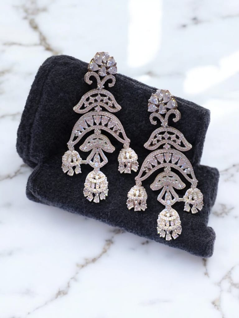 Indian Traditional Ethnic Silver Plated Jhumka Earrings By Dia Art Jewels view 2