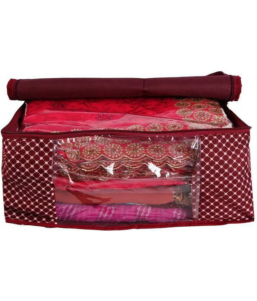 Bulbul Maroon Saree Covers - 4 Pcs view 2