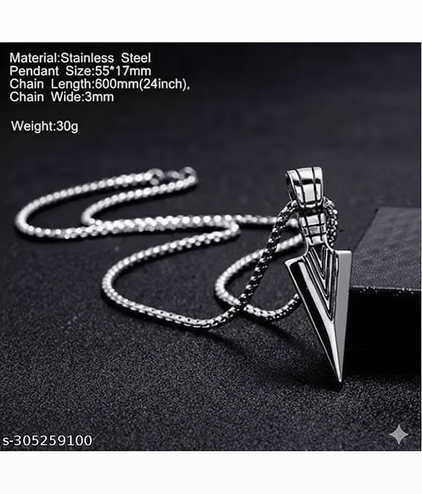 Thrillz Stainless Steel Silver Arrow Design Locket Pendant view 2